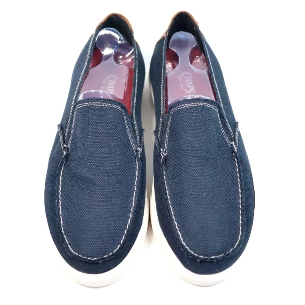 - Chaps Sz 10 Navy Canvas Slip-On Loafers! NEW!